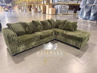 Olive Green Fluffy Sectionals!
