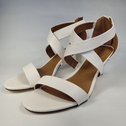 Style & Co Women's "PAYSONN" White Criss-Cross Sandals Faux Snake Skin Sz