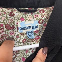 Anchor Blue Black Jacket XL Floral Lining