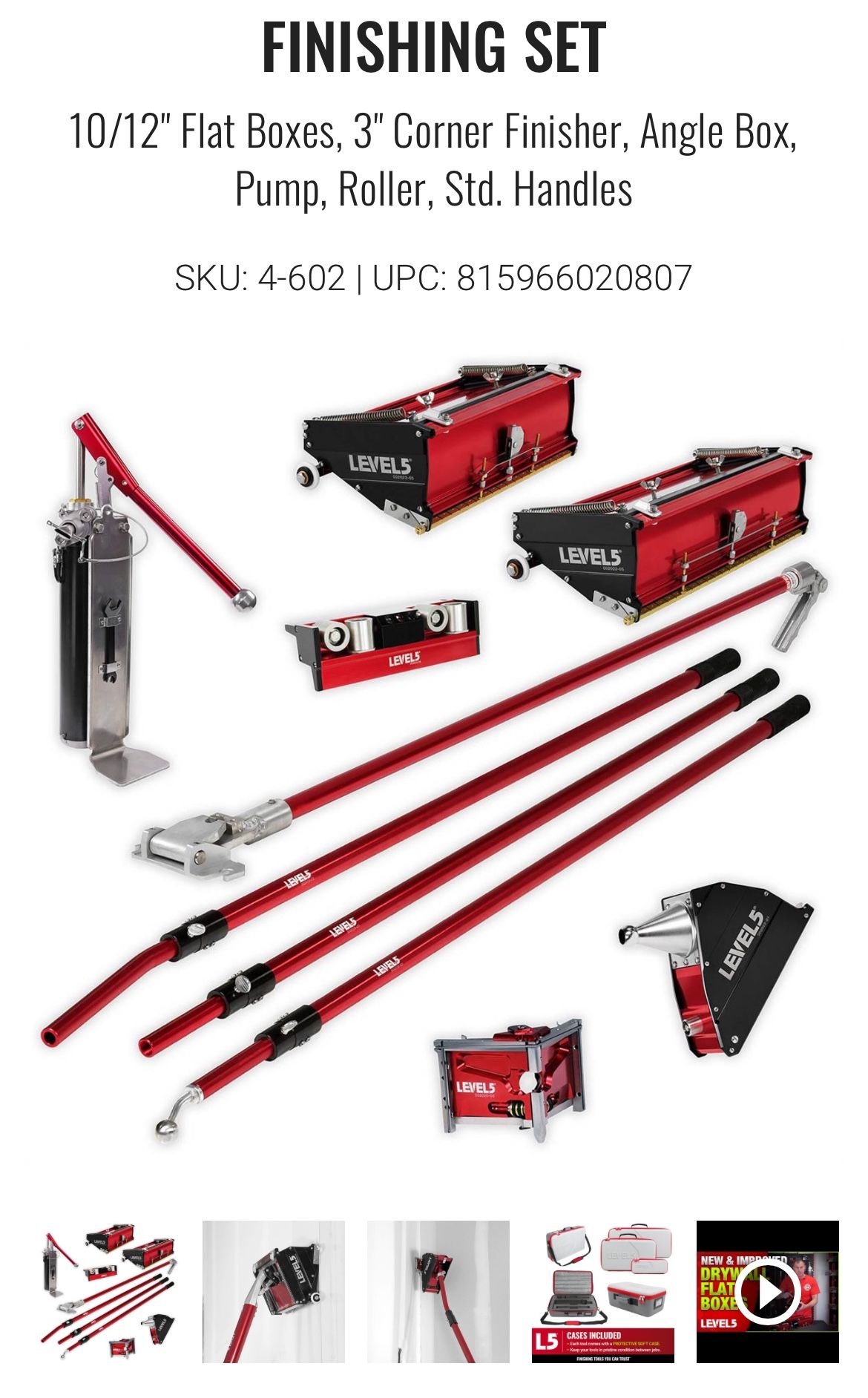 FINISHING SET 10/12" Flat Boxes, 3" Corner Finisher, Angle Box, Pump, Roller, Std. Handles