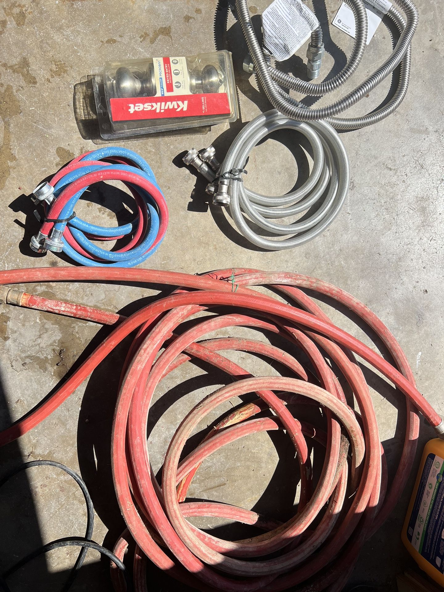 Hot and cold water pipes plus garden tools, all for $80