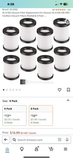 XL-618A Vacuum Fliter Replacement For Moosoo XL-618A M8-PRO Cordless Vacuum Fliters Washable