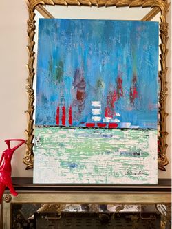 Large 30x40" Mid-Century Modern Style Abstract Oil Painting – Impasto Texture