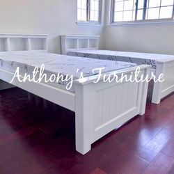 White Twin Bed With Memory Foam Mattress 