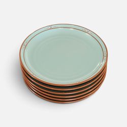 Noritake Boulder Ridge Dinner Plates Set of 6 - 10-1/4" Turquoise Stoneware