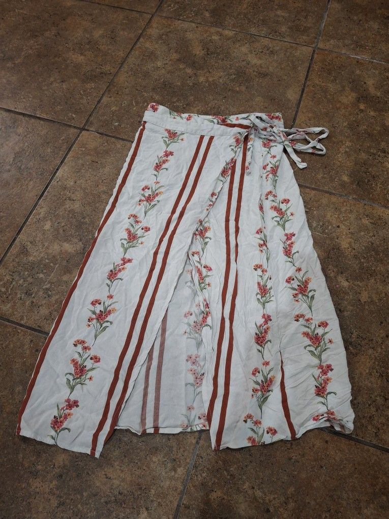 Vintage Y2k Summer Boho White Floral Skirt