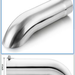 4 Inch Inlet Turn Down Exhaust Tip, 4 Inch Inside Diameter Inlet, 15’’ Length Stainless Steel Turn Down Exhaust Pipe