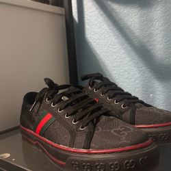 Gucci Tennis 1977 Web Monogram Black Red Sneakers - Size 8.5