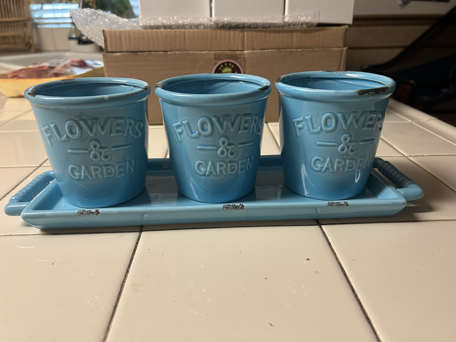 Flower Planter Pots And Tray