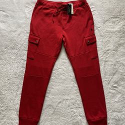 Polo Ralph Lauren Red Double Knit Jogger Cargo Pants