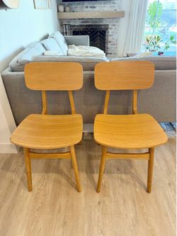 Italian Mid Century Modern Oak Dining Chairs(2)
