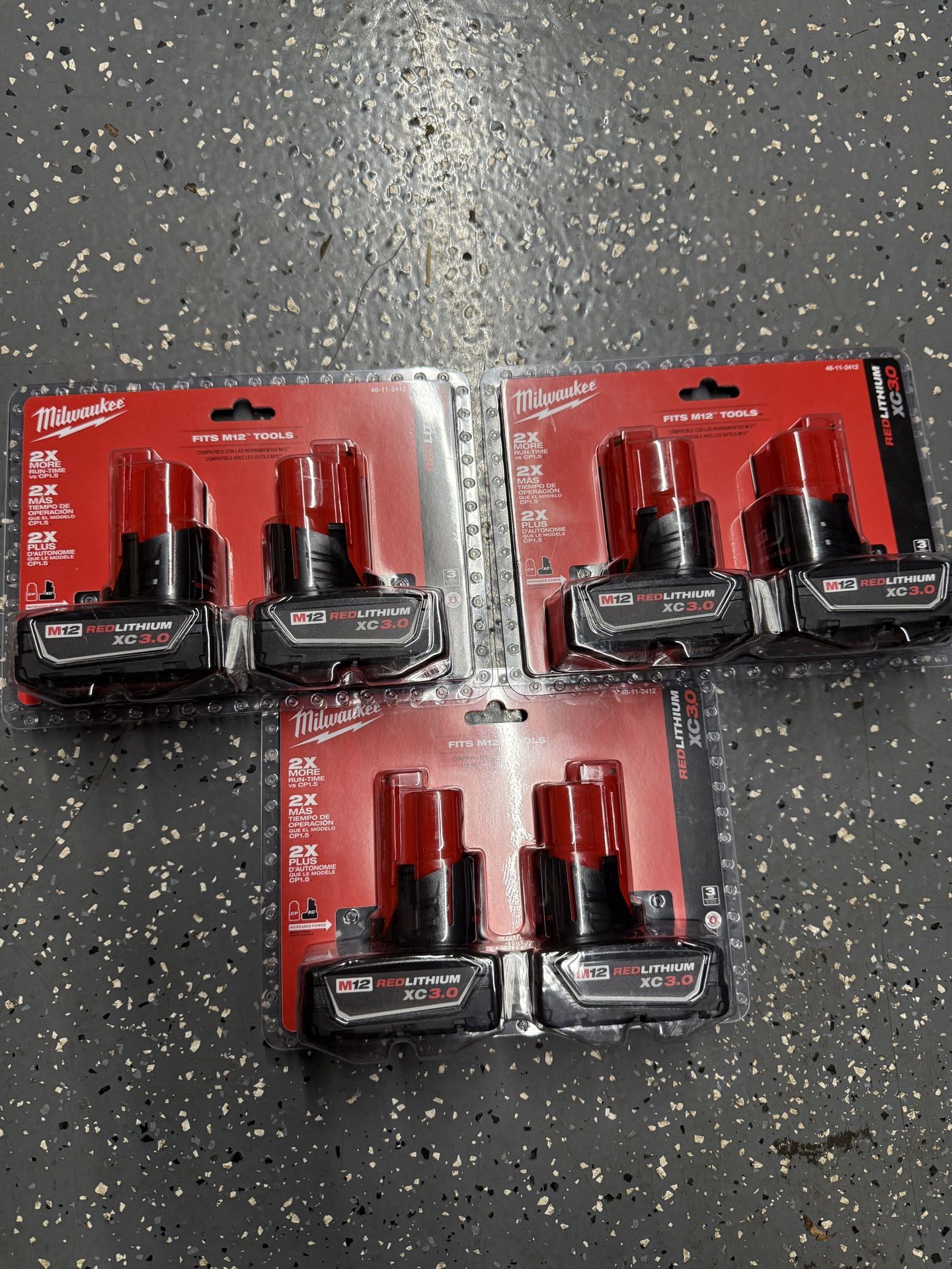 Milwaukee M12 3.0 Batteries.  6 Batteries. 