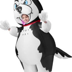 Spooktacular Creations Kids Halloween Inflatable Costumes, Husky Blow Up Costumes Boys with Gloves, Full Body Dog Inflatable Suit, Funny Puppy Hallowe
