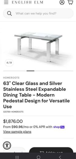 Clear Glass Expandable Dinning Table