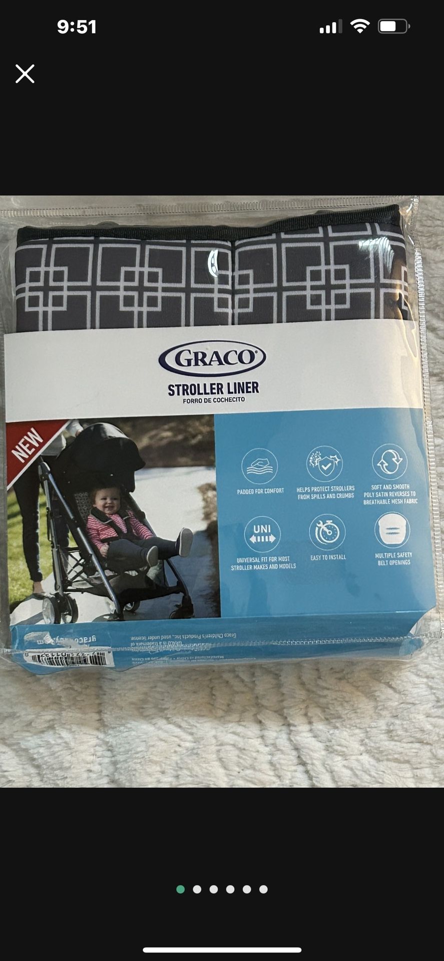 NEW Graco Reversible Stroller Liner