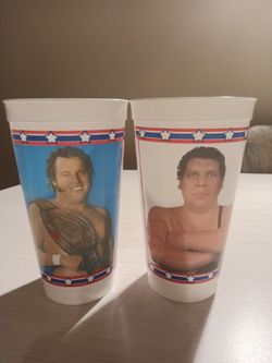 88 WWF Andre The Giant And Honky Tonk Man Cups