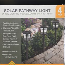 Solar Pathway Lights, Solar Path Lights Outdoor 4Pack w/Rotate Mode, 15-30Lumen Bright LED Pathway