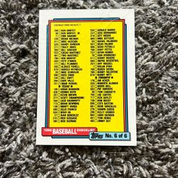 1992 Topps #787 Baseball Checklist No. 6 Of 6