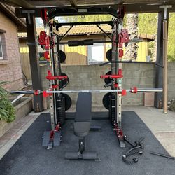 Smith Machine 200 | Adjustable Bench | 245lb Cast Iron Olympic Weights | 7ft Olympic Bar | Fitness | Gym Equipment | FREE DELIVERY/INSTALLATION 🚚 🛠️