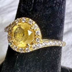 Gold Sterling Silver Citrine Ring