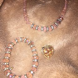 Pink Bracket, Locket And Necklace 