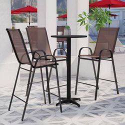 Set of 4pcs Steel Sling Outdoor Barstool