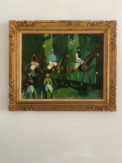 Vintage Equestrian Oil Painting – Signed & Framed