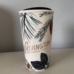 New Starbucks Washington State Local Collection Double Wall Ceramic Traveler Mug 12 oz 