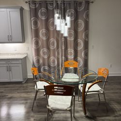 Round Glass Dining Set With 4 Chairs 