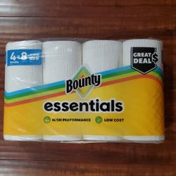 Bounty Essentials Paper Towel: 4 Double Rolls = 8 Regular Rolls