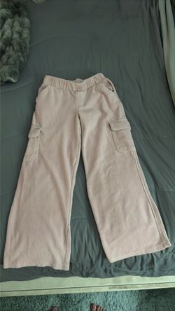 Pink Corduroy Wide-Leg Cargo Pants