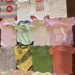Baby Girl Clothes Size 6 Mos Onesie Bundle (36pcs)