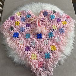Mañanita O Poncho Para Niña De 6/7 Años, Hecha A Mano, Nueva