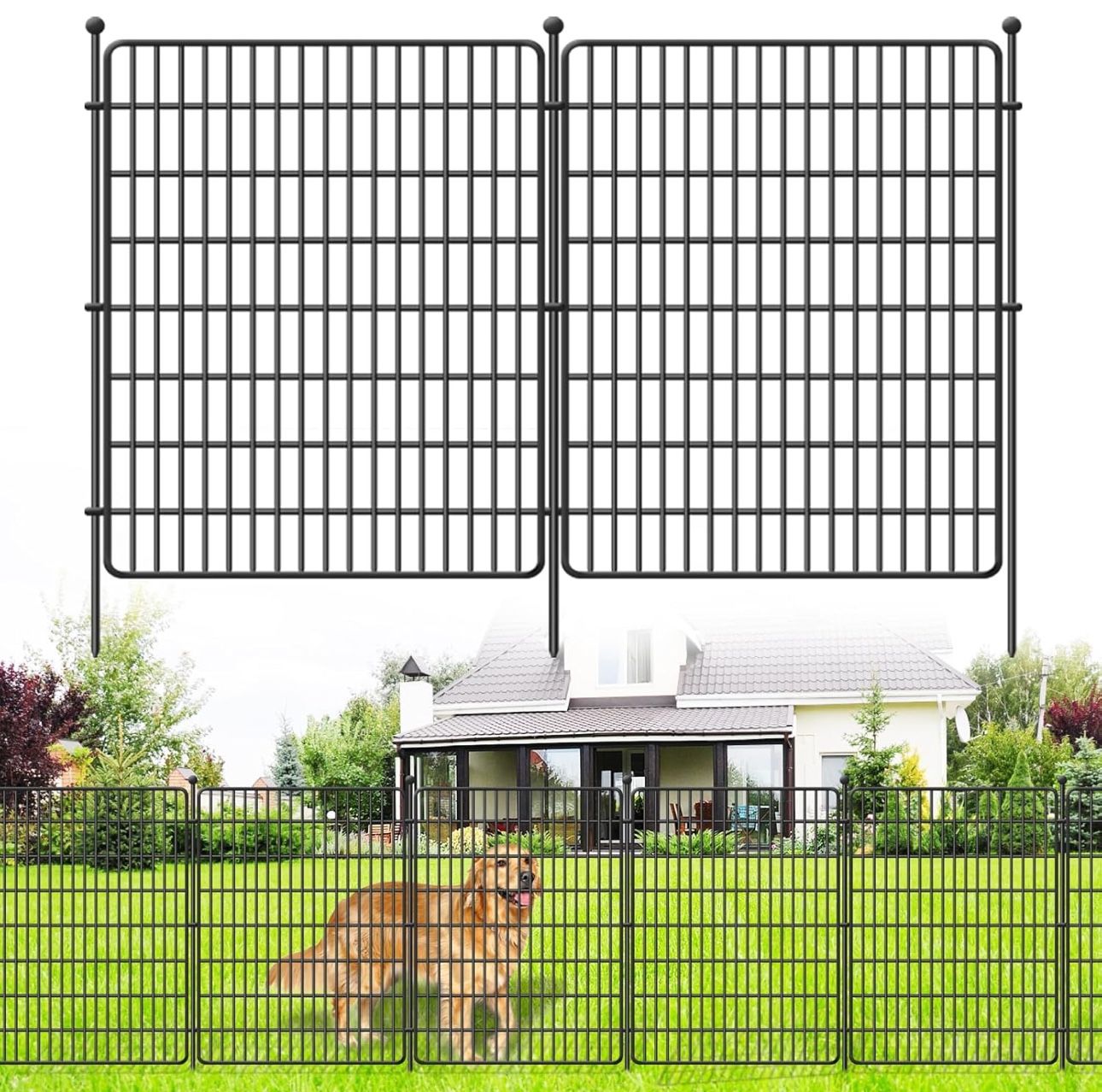 15 Panels No Dig Fence, 32 in(H) X 36 ft(L) Garden Decorative Fence Animal Barrier for Dogs, Rustproof Metal Garden Edging Border for Outdoor