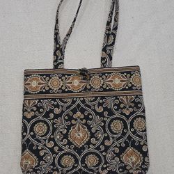 CLEAN!! Vera Bradley Brown Black Quilted Tote Bag