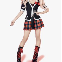 OSIAS Women Enoshima Junko Cosplay Costume with Neck Ornament and Bow Tie