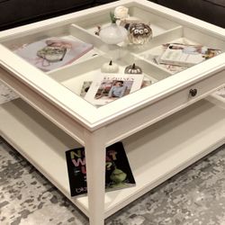 Coffee table, white, glass 36 5/8x36 5/8 “