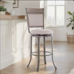 Luker Swivel Upholstered Counter Stool with Metal Frame