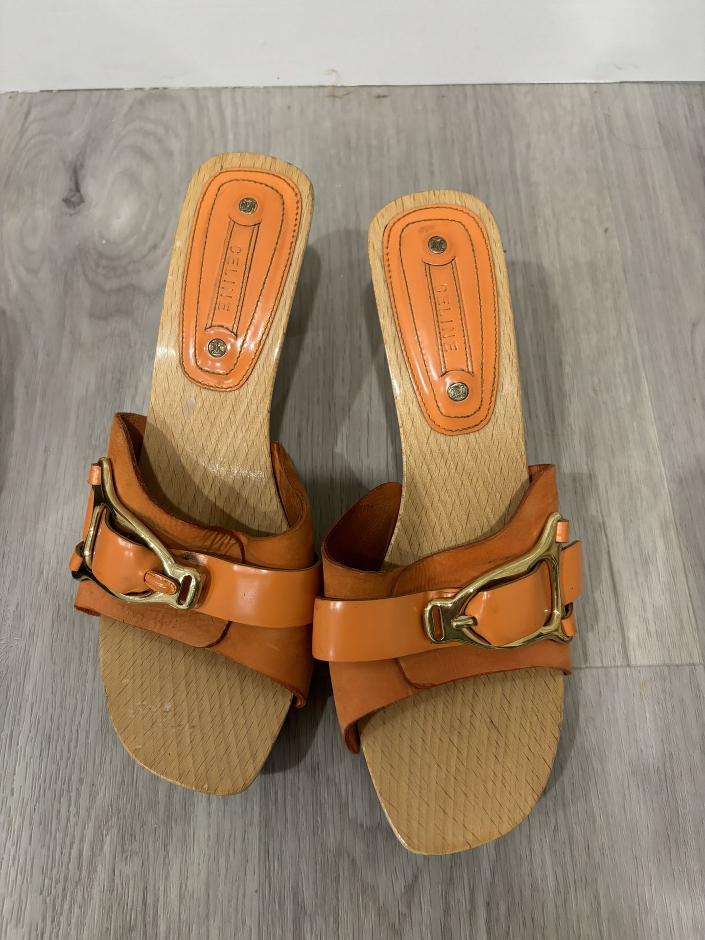 Celine Wood Clog Sandals