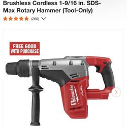 Milwaukee M18 FUEL 18V Lithium-lon Brushless Cordless 1-9/16 in. SDS- Max Rotary Hammer (Tool-Only)
