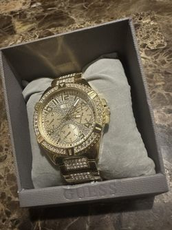 GUESS Mens Gold Tone Multi-function Watch