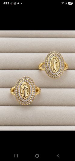 Gold-Tone CZ Oval Ring