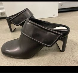 Rag Bones Elliot Mid heels Black Leather Block Heel Mules