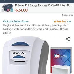 Magicard Pronto ID Card Printer & Complete Supplies Package with Bodno ID Software and Camera - Bronze Edition