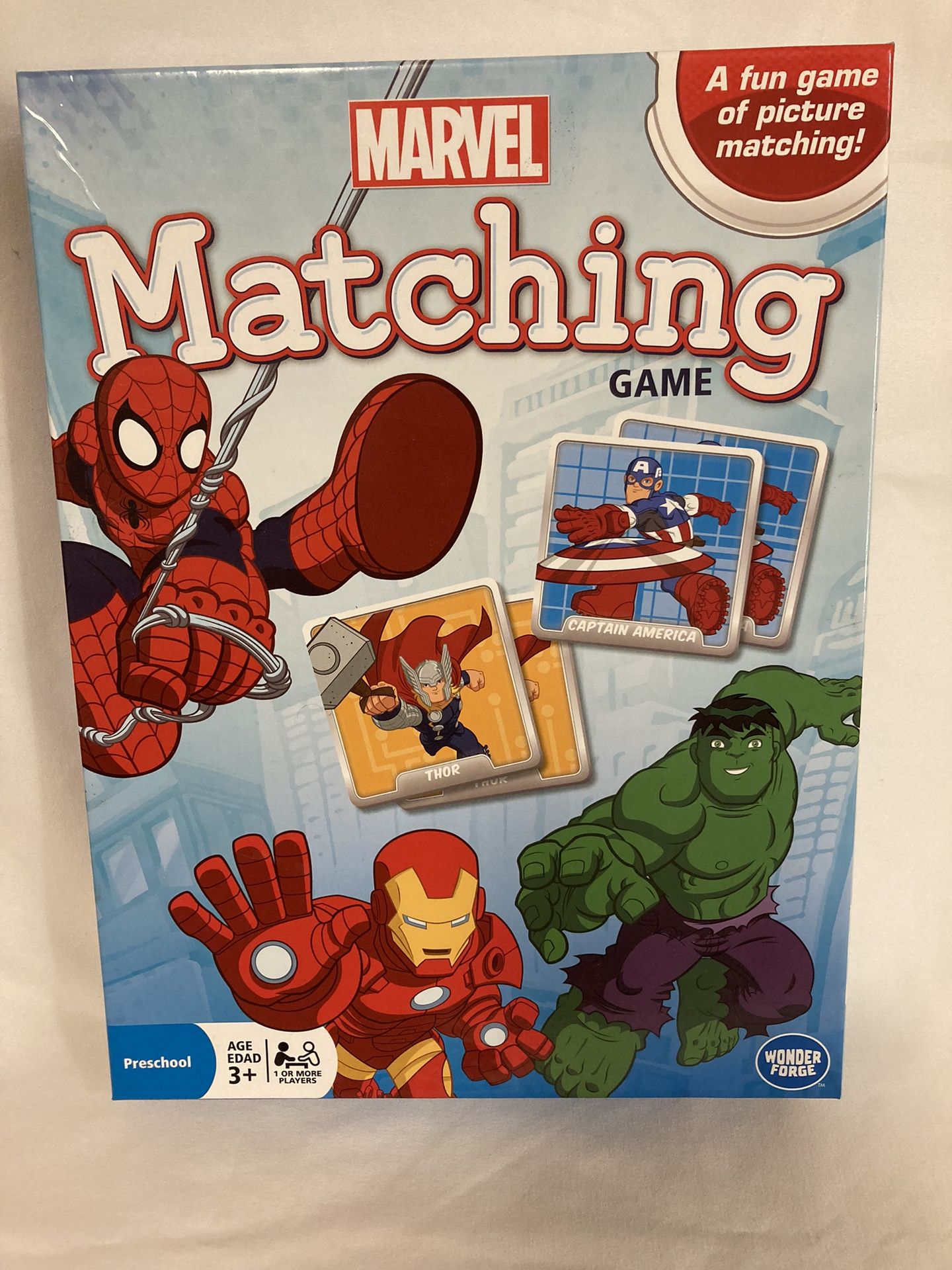MARVEL MATCHING GAME BY WONDER FORGE MARVEL SUPER HEROES AGES 3+