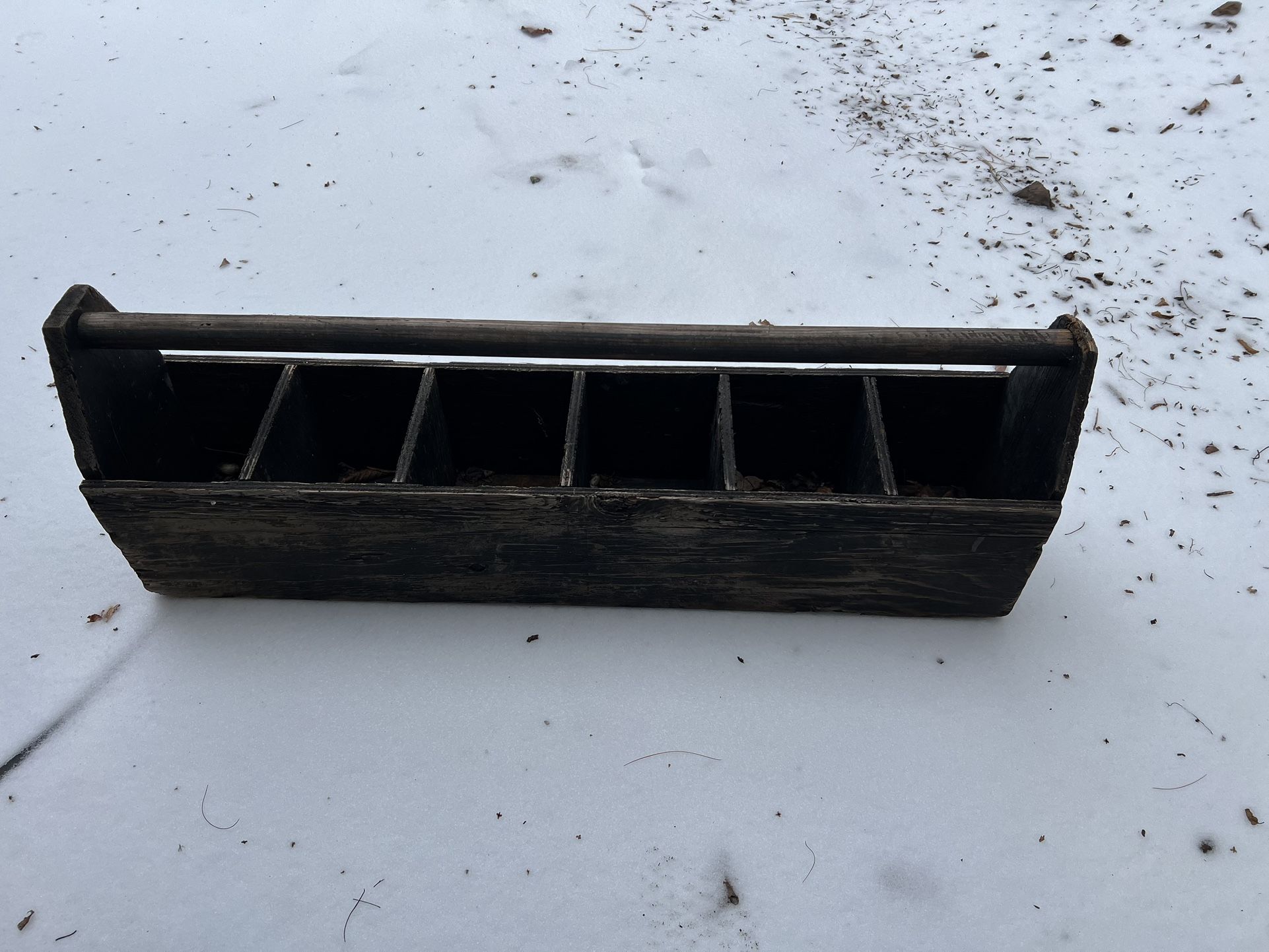 Vintage Wooden Tool Carrier Farmhouse Deco