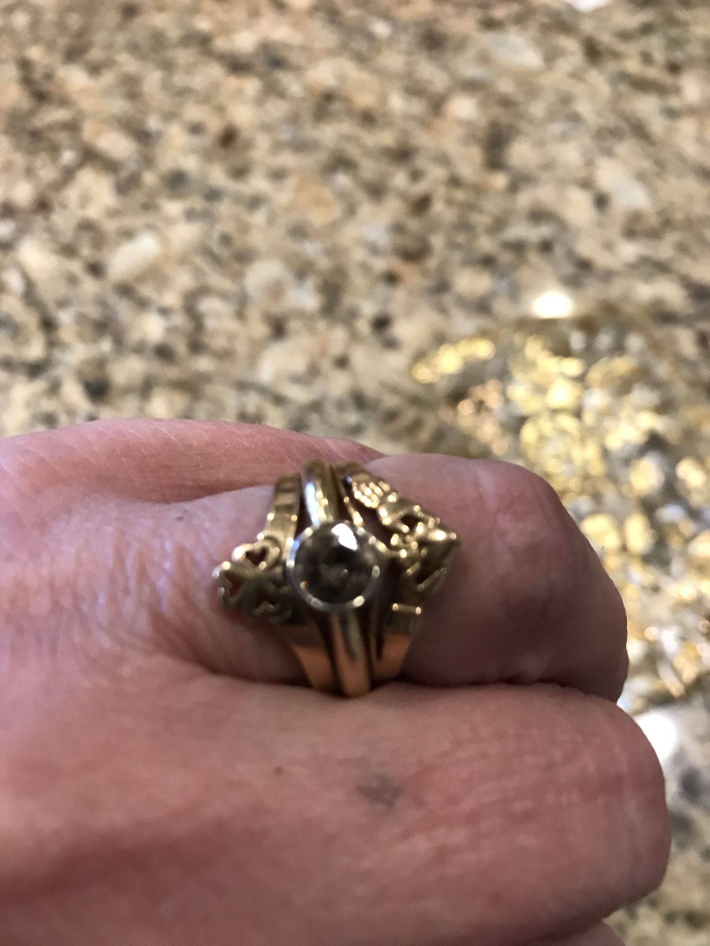 14K Gold Chanmpange Diamonn Wedding Ring