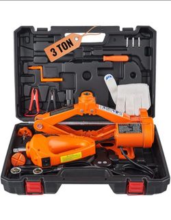 Electric Car Jack, 3 Tons /6600 lbs Scissor Jack with Electric Impact Wrench, 12V Car Jack with Double Saddles with Remote Control, Portable Car Jack 