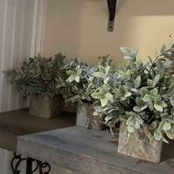 Set of 3 Faux Greenery Plants in Decorative Square Pots Artificial Tabletop Decor