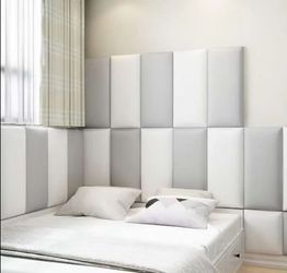 UPHOLSTERED LEATHER WALL PANEL / Custom wall headboard / PACK OF 10 PANELS